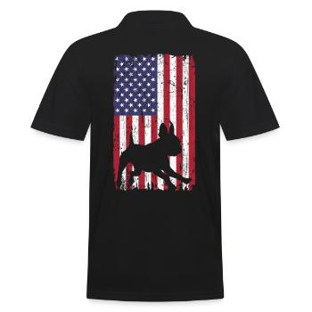 Chien Boston Terrier avec drapeau des États-Unis - Polo Homme - noir - Dos - Kai (181cm)
