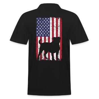 Bouledogue américain avec drapeau des États-Unis - Polo Homme - noir - Dos - Kai (181cm)