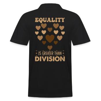 Equality Is Greater Than Division - Men's Polo Shirt - black - Back - Kai (181cm)