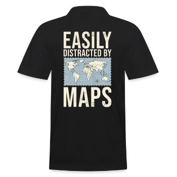Easily Distracted By Maps Geographie-Lehrer - Männer Poloshirt - Schwarz - Hinten - Kai (181cm)