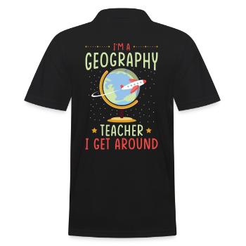 Professeur de géographie avec motif de globe terrestre - Polo Homme - noir - Dos - Kai (181cm)