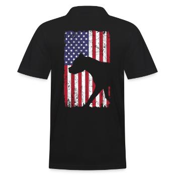Chien American Staffordshire Terrier avec drapeau américain - Polo Homme - noir - Dos - Kai (181cm)