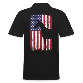 Doberman Pinscher chien avec drapeau des États-Unis - Polo Homme - noir - Dos - Kai (181cm)