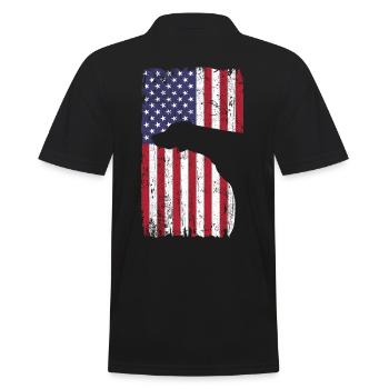 Weimaraner Hund mit USA Flagge - Männer Poloshirt - Schwarz - Hinten - Kai (181cm)