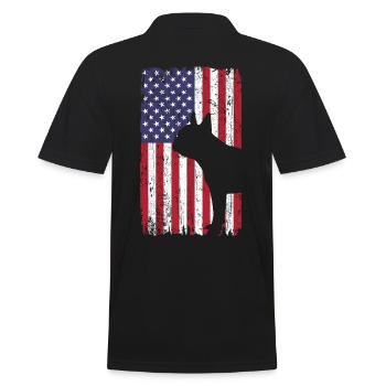 Chien Boston Terrier avec drapeau des États-Unis - Polo Homme - noir - Dos - Kai (181cm)