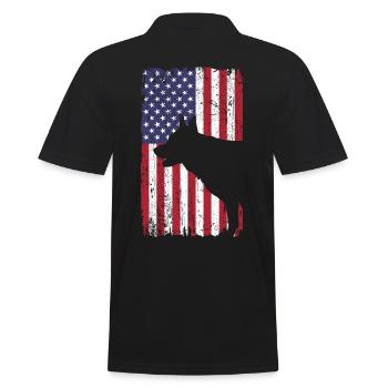 Berger allemand avec drapeau des États-Unis - Polo Homme - noir - Dos - Kai (181cm)