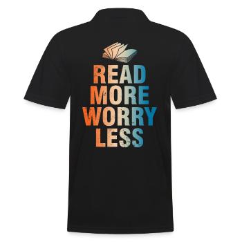 Read More Worry Less - Bookish - Men's Polo Shirt - black - Back - Kai (181cm)