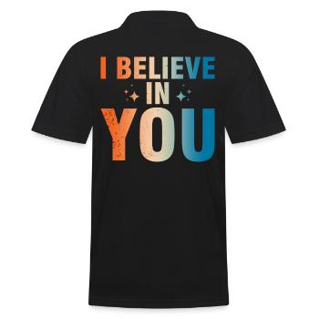 Ich Glaube An Dich Motivation - Männer Poloshirt - Schwarz - Hinten - Kai (181cm)