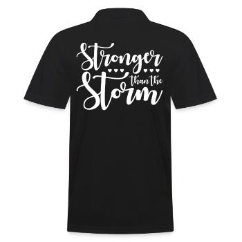 Stronger than the Storm Motivation - Men's Polo Shirt - black - Back - Kai (181cm)