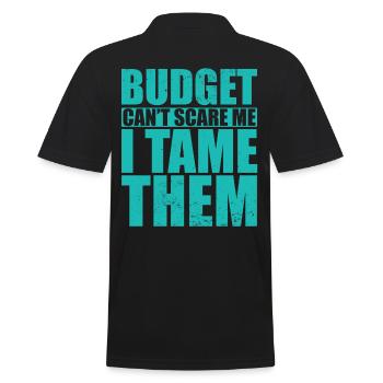 Budget can't scare me - Men's Polo Shirt - black - Back - Kai (181cm)