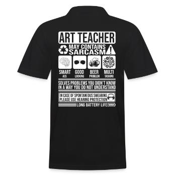 Kunstlehrer Sarkasmus lustig Geschenk Kunstlehrer - Männer Poloshirt - Schwarz - Hinten - Kai (181cm)