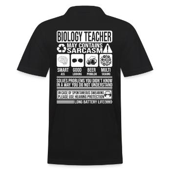 Professeur de biologie Sarcasme drôle cadeau professeur de biologie - Polo Homme - noir - Dos - Kai (181cm)