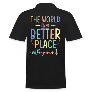 Die Welt Ist Schöner Mit Dir - Männer Poloshirt - Schwarz - Hinten - Kai (181cm)