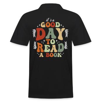 Guter Tag Zum Lesen Motiv - Männer Poloshirt - Schwarz - Hinten - Kai (181cm)
