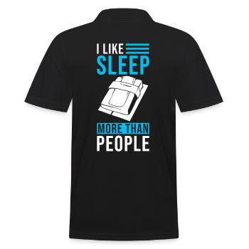 I Like Sleep More Than People - Men's Polo Shirt - black - Back - Kai (181cm)