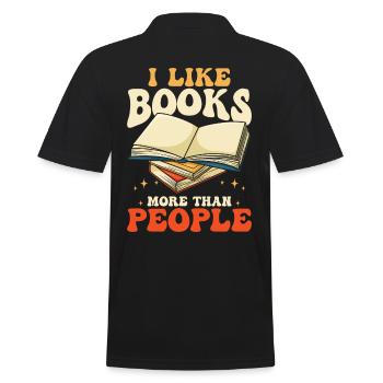 I Like Books More Than People - Men's Polo Shirt - black - Back - Kai (181cm)