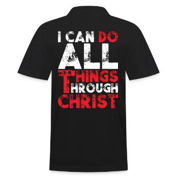 Je peux tout par Christ - Polo Homme - noir - Dos - Kai (181cm)