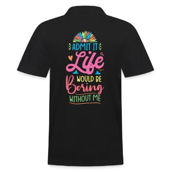 Lebensfreude Farbenfrohe Botschaft - Männer Poloshirt - Schwarz - Hinten - Kai (181cm)