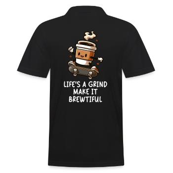 Mill of life on a skateboard - Men's Polo Shirt - black - Back - Kai (181cm)