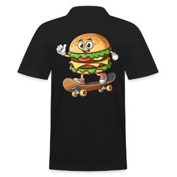 Hamburger sur skateboard drôle - Polo Homme - noir - Dos - Kai (181cm)