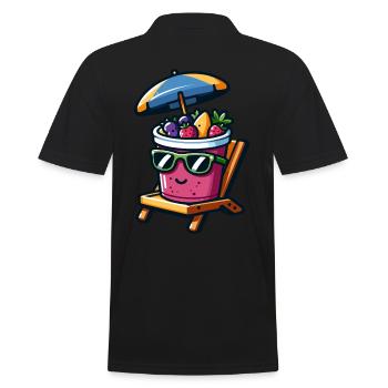 Sonnige Smoothie Bowl Entspannung - Männer Poloshirt - Schwarz - Hinten - Kai (181cm)