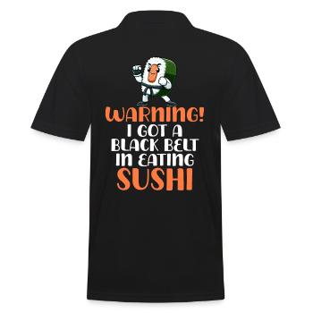 Attention : Ceinture noire pour manger des sushis - Polo Homme - noir - Dos - Kai (181cm)