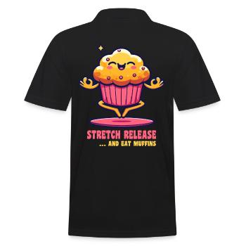 Yoga Muffin Stretch Release Balance - Männer Poloshirt - Schwarz - Hinten - Kai (181cm)