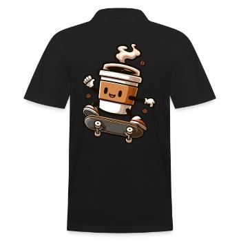 Kaffeebecher Auf Skateboard Grafik - Männer Poloshirt - Schwarz - Hinten - Kai (181cm)