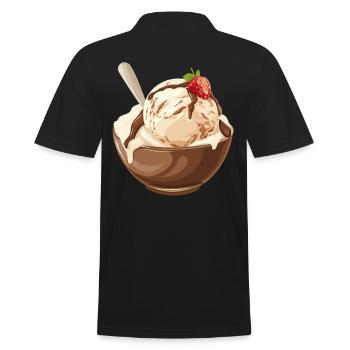 Vanilleeis Mit Schokosoße Genuss - Männer Poloshirt - Schwarz - Hinten - Kai (181cm)