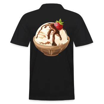 Vanilleeis Mit Schokosoße Genuss - Männer Poloshirt - Schwarz - Hinten - Kai (181cm)