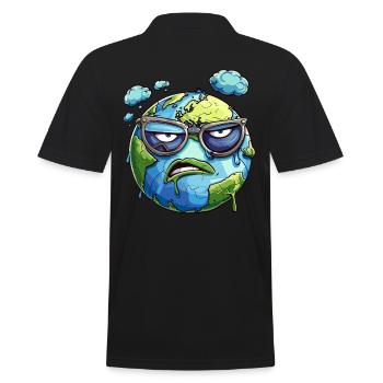 Annoyed earth with glasses and clouds - Men's Polo Shirt - black - Back - Kai (181cm)