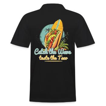 Catch The Wave Taste The Taco Surfer Motif - Men's Polo Shirt - black - Back - Kai (181cm)