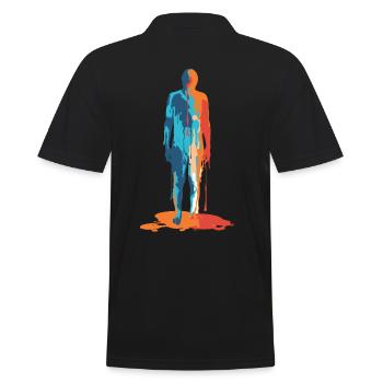 Bunter Mensch Abstrakte Silhouette - Männer Poloshirt - Schwarz - Hinten - Kai (181cm)