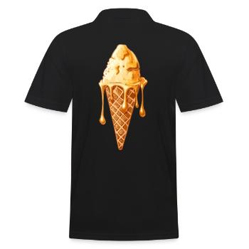 Verschmolzenes Eiswaffel Motiv - Männer Poloshirt - Schwarz - Hinten - Kai (181cm)