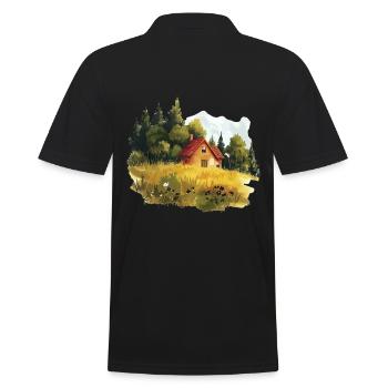 Gemütliches Landhaus In Idyllischer Natur - Männer Poloshirt - Schwarz - Hinten - Kai (181cm)