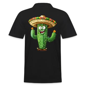 Drôle de cactus avec sombrero ardent - Polo Homme - noir - Dos - Kai (181cm)