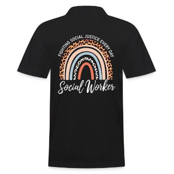 Les travailleurs sociaux luttent quotidiennement contre les problèmes sociaux - Polo Homme - noir - Dos - Kai (181cm)