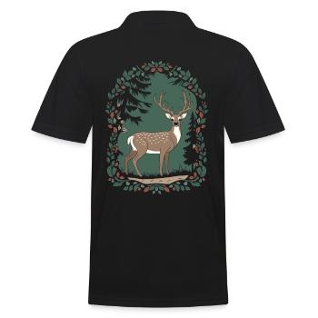 Magical deer scene in cottage core style - Men's Polo Shirt - black - Back - Kai (181cm)