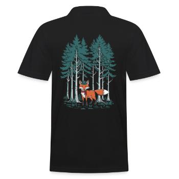 Fuchs Im Wald Cottagecore Stil - Männer Poloshirt - Schwarz - Hinten - Kai (181cm)