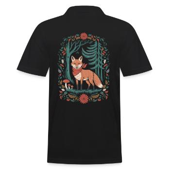 Fuchs Im Wald Cottagecore Ästhetik - Männer Poloshirt - Schwarz - Hinten - Kai (181cm)