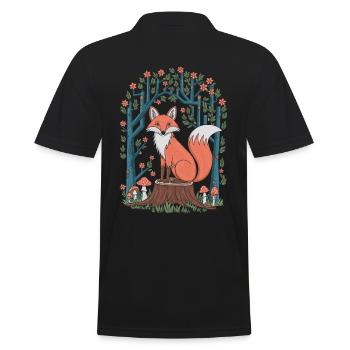 Cottagecore renard dans la forêt de contes de fées - Polo Homme - noir - Dos - Kai (181cm)