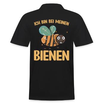 Imker bei seinen Bienen - Männer Poloshirt - Schwarz - Hinten - Kai (181cm)