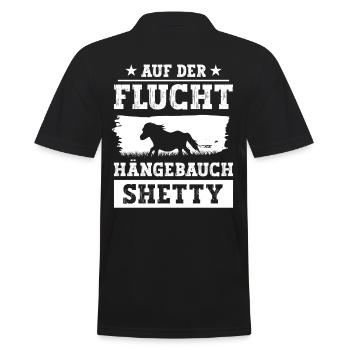 Hängebauch Shetty Shetlandpony - Männer Poloshirt - Schwarz - Hinten - Kai (181cm)