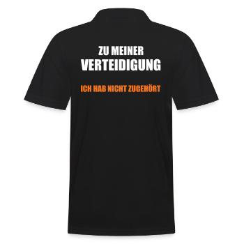 Zu meiner Verteidigung nicht zugehört - Männer Poloshirt - Schwarz - Hinten - Kai (181cm)