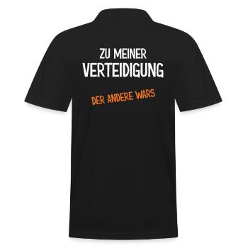 Zu meiner Verteidigung der andere wars - Männer Poloshirt - Schwarz - Hinten - Kai (181cm)
