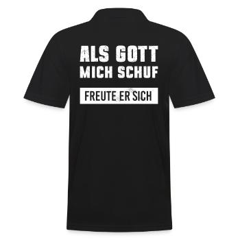 Als Gott mich schuf freute er sich - Männer Poloshirt - Schwarz - Hinten - Kai (181cm)