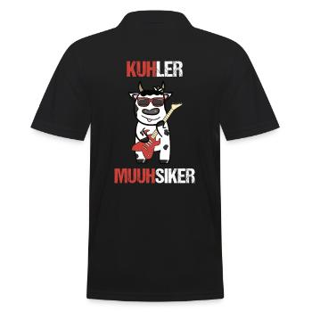 Gitarre und Kuh Musiker - Männer Poloshirt - Schwarz - Hinten - Kai (181cm)