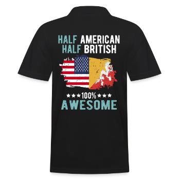Halb Amerikaner Halb Brite - Männer Poloshirt - Schwarz - Hinten - Kai (181cm)