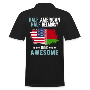 Half American Half Belarusian - Men's Polo Shirt - black - Back - Kai (181cm)