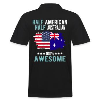 Halb Amerikaner Halb Australier - Männer Poloshirt - Schwarz - Hinten - Kai (181cm)